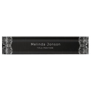 Simple White Lace Desk Name Plate