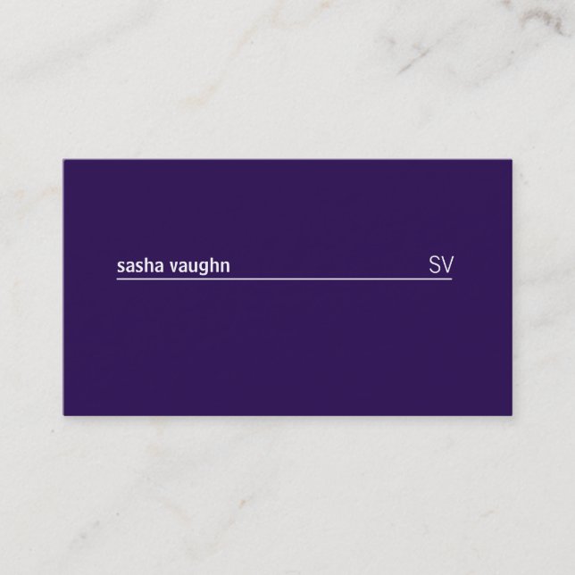 Simple White Line (deep purple) Business Card (Front)