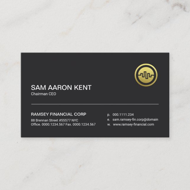 Simple White Line Minimalist Black Professional Business Card (Front)