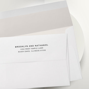 Simple White Linen Return Address Lined Envelope by kimberlybrett at Zazzle