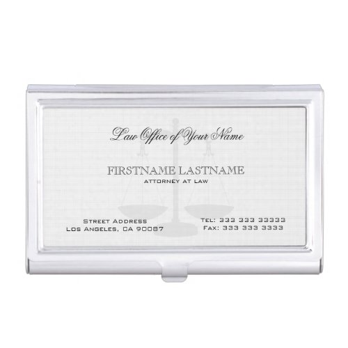 Simple White Linen Texture Attorney At Law Case For Business Cards