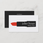 Simple White Makeup Artist Lipstick Logo Beauty Business Card (Front/Back)