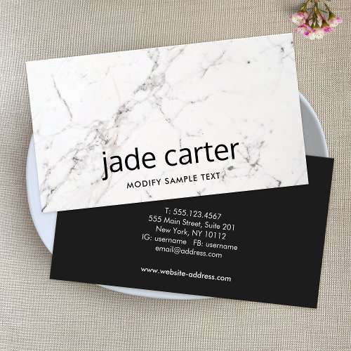 Simple White Marble Business Card