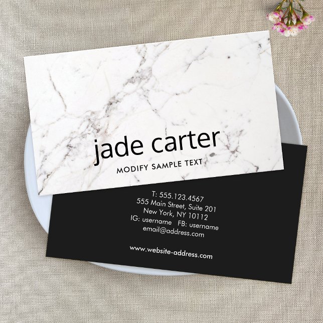 Simple White Marble Business Card (Creator Uploaded)