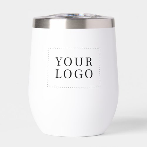 Simple White Minimal Business Logo Custom Text Thermal Wine Tumbler