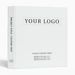 Simple White Minimal Business Logo Promotional 3 Ring Binder