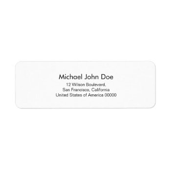 Simple White Minimalist Address Label by thepapershoppe at Zazzle