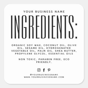 Simple white minimalist candle ingredients label
