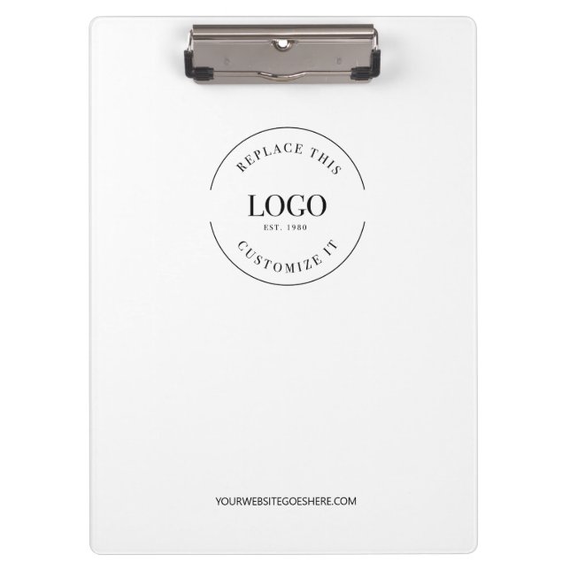 Simple White Minimalist Custom Logo Branded Clipboard (Front)
