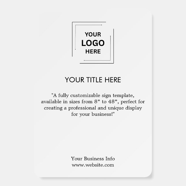 Simple White Minimalist Design | Custom Business  Foam Board (Front)