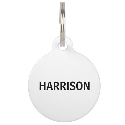 Simple White Minimalist Double Sided Personalized Pet ID Tag