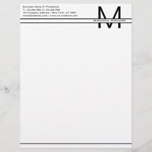 Simple White Minimalist Monogram Letterhead