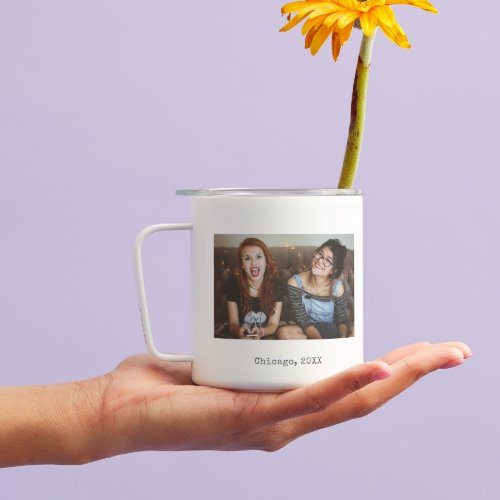 Simple White Minimalist Photo Text Keepsake Coffee Mug