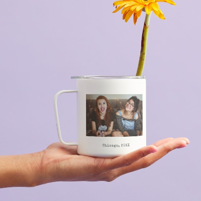 Simple White Minimalist Photo Text Keepsake Coffee Mug (Creator Uploaded)