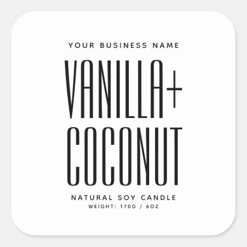 Simple white minimalist soy wax melts candle label