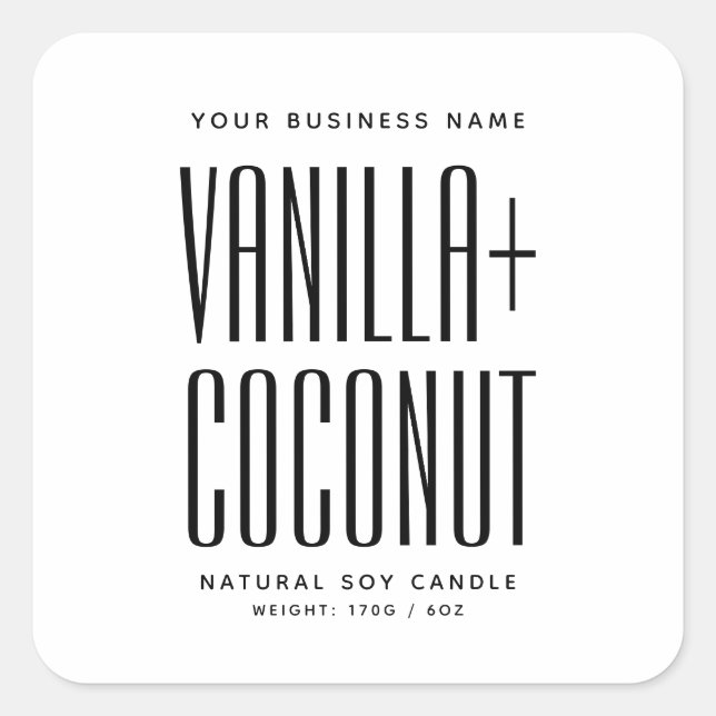 Simple white minimalist soy wax melts candle label (Front)