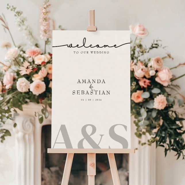 Simple White Minimalist Wedding Welcome Sign (Creator Uploaded)