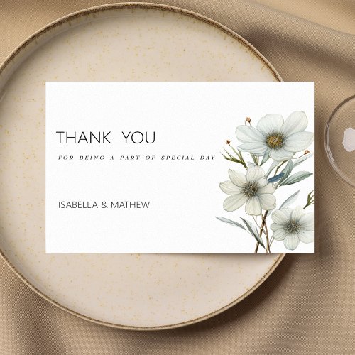 Simple white mint green spring floral Thank You  Invitation