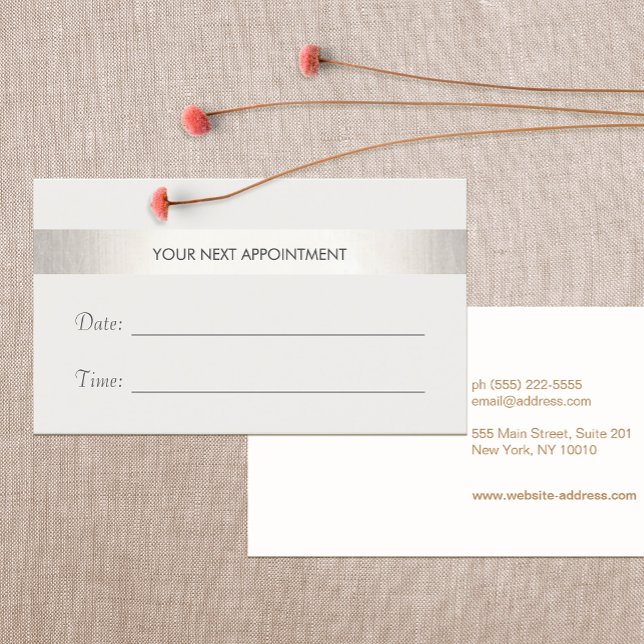 Simple White Modern FAUX Silver Stripe Appointment (Creator Uploaded)