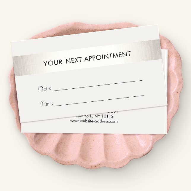 Simple White Modern FAUX Silver Stripe Appointment Card (Creator Uploaded)