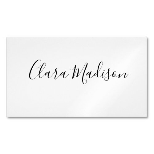 simple white modern minimalist classic professiona business card magnet
