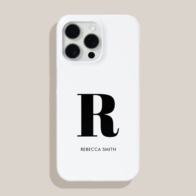 Simple White Modern Monogram Case-Mate iPhone Case (Creator Uploaded)