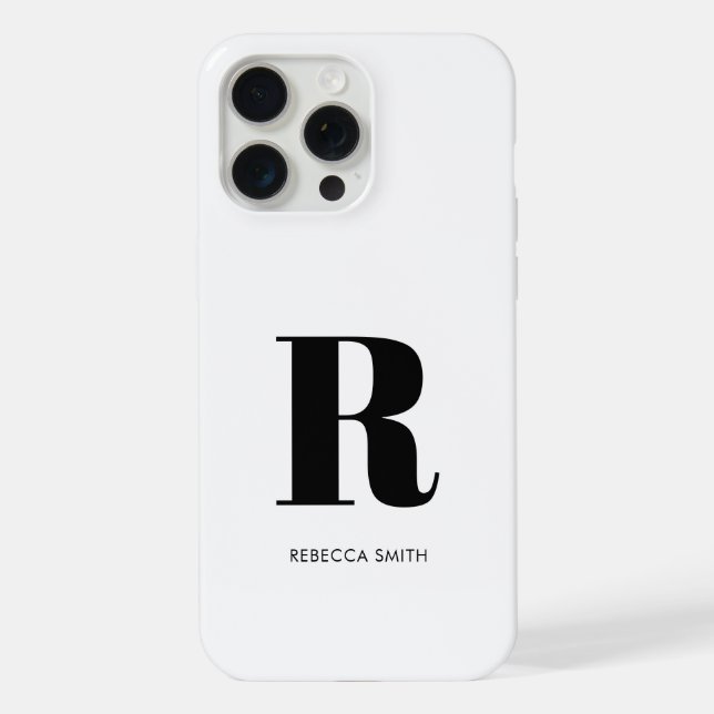 Simple White Modern Monogram Iphone Case (Back)