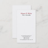 Simple white modern plain professional vertical business card (Front/Back)