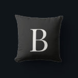 Simple White Monogram Black  Outdoor Pillow<br><div class="desc">White Monogram  Black background Outdoor Pillow.</div>