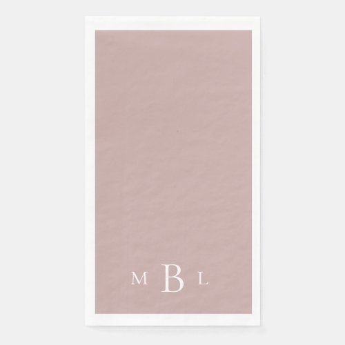 Simple White Monogram Dusty Rose Wedding Paper Guest Towels