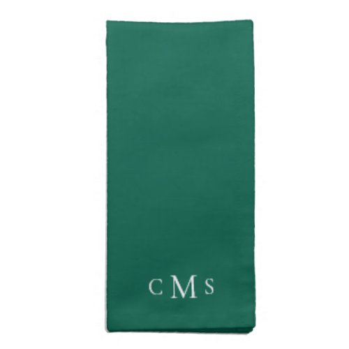 Simple White Monogram Emerald Green Cloth Napkin