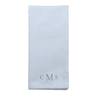 Simple White Monogram Icy Blue Cloth Napkin