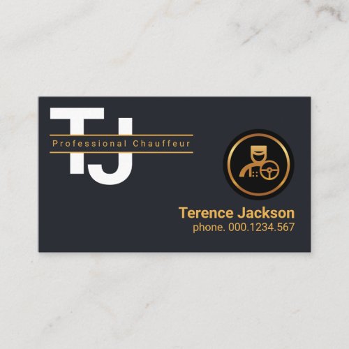 Simple White Monogram Letters Gold Chauffeur Business Card