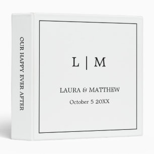 Simple White Monogram Wedding Photo Album 3 Ring Binder