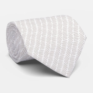 Simple White Mushroom Ivory Abstract Chevron Neck Tie