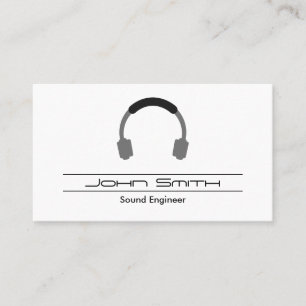 Simple White Music Headphones Business Card
