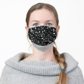 Simple White Music Notes on Black Adult Cloth Face Mask (Worn)