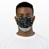 Simple White Music Notes on Black Adult Cloth Face Mask (Worn)