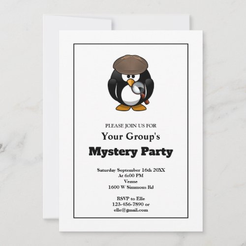 Simple White Mystery Party Invitation