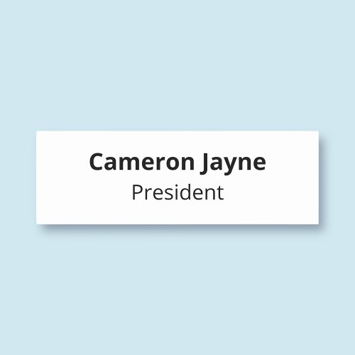 Simple White Name Tag Custom Business Owner Staff