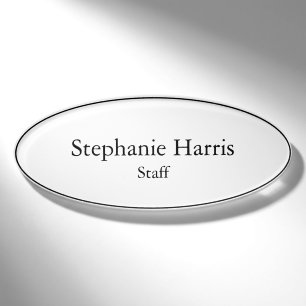 Simple white name tags oval