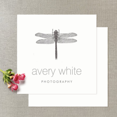 Simple White Nature Professional Photography Square Business Card