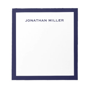 Simple White Navy Typographic Notepad