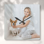 Simple White Numbers Personalized Photo Square Wall Clock<br><div class="desc">Perfect for nurseries,  bedrooms,  or any room in your home. A fun design that you can personalize with a photo to create a unique gift. Designed by Thisisnotme©</div>