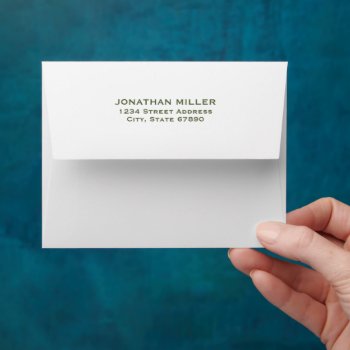 Simple White Olive Typography A2 Return Address Envelope by kisasa_home at Zazzle