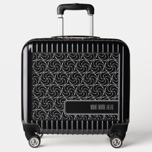 Simple White on Black Geometric Pattern Custom Luggage