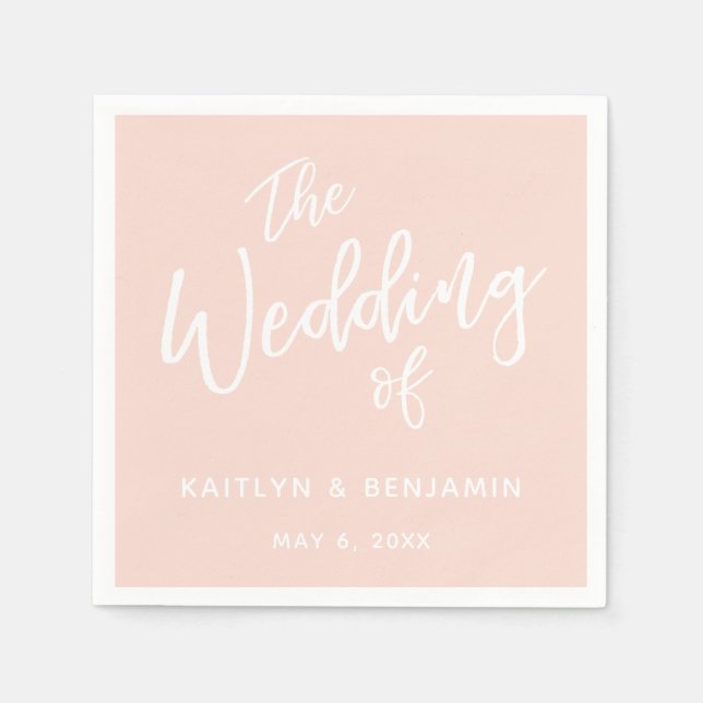 Simple White on Blush Typography The Wedding Of Napkins (Front)