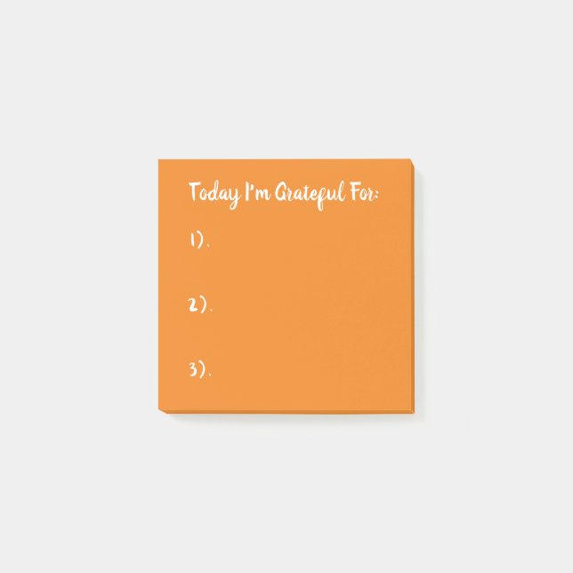 Simple White & Orange Gratitude Post-it Notes (Front)