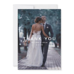 Simple White Overlay Text Wedding Photo Thank You Card Simple White Overlay Text Wedding Photo Thank You Card