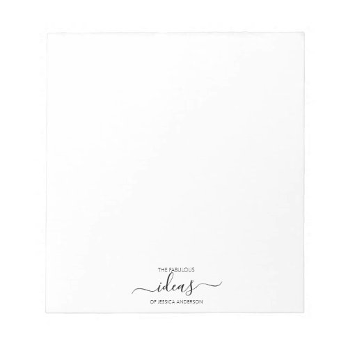 Simple white personalized paper pad